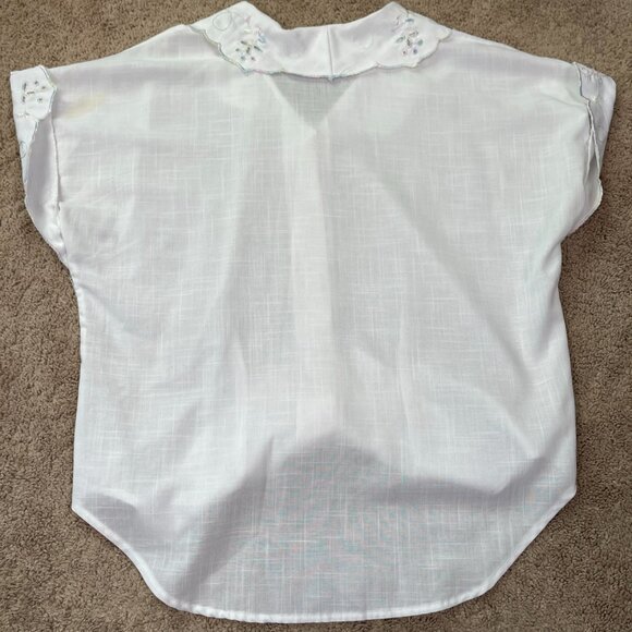 JR Bentley Shirt Womens 16 White Embroidered Rainbow Button Cottagecore Vintage - Picture 9 of 10